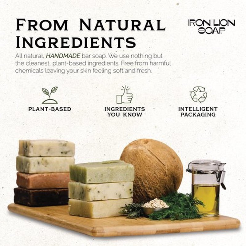 Iron Lion Soap - Moroccan musk Organic Soap Bar - Made in USA - All Natural Bath Soaps for All Skin Types - Plant Based, Cold Process and Handmade - (3 Pack)