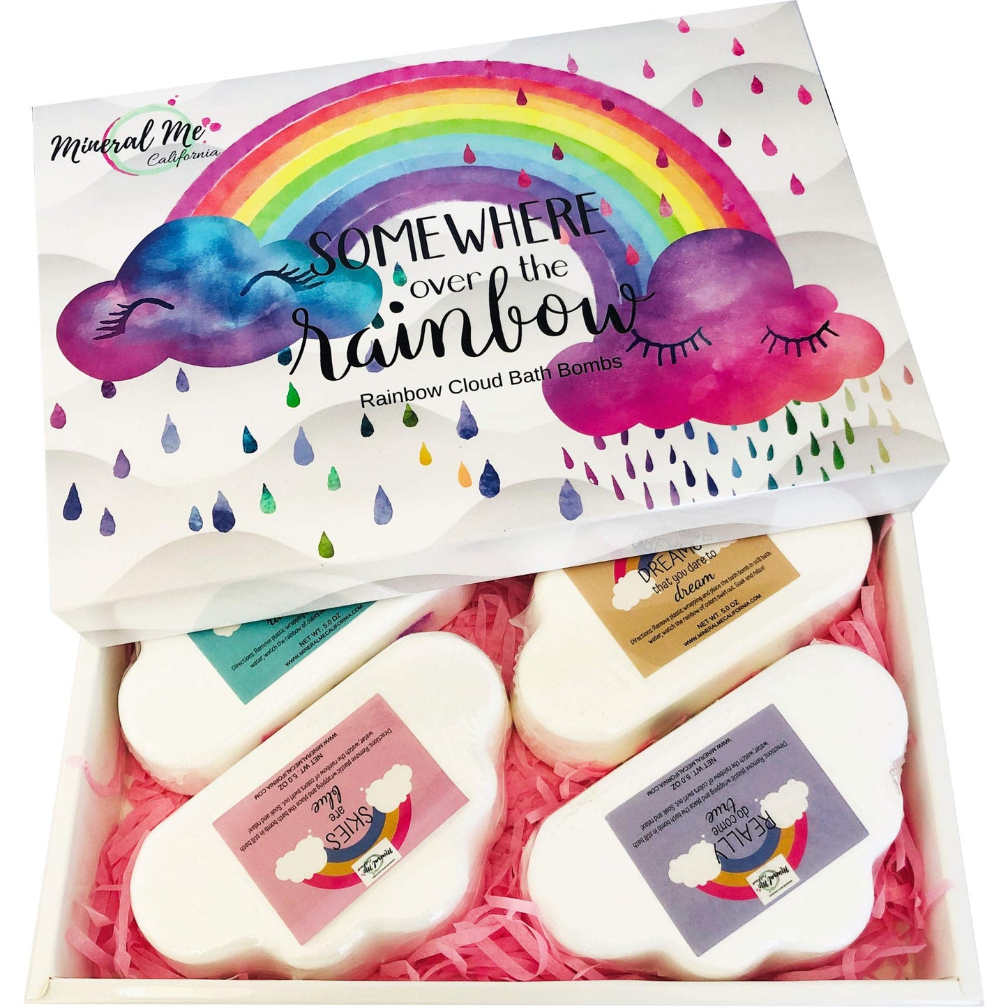 Bath Bombs for Kids - Natural and Organic Magic Rainbow Bubble Bath Bombs w/Moisturizing Shea Butter and Natural Oils, 4 Large Unicorn Cloud BathBombs for Girls, Stocking Stuffer Christmas Gift