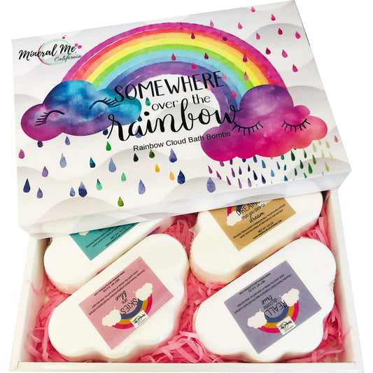 Bath Bombs for Kids - Natural and Organic Magic Rainbow Bubble Bath Bombs w/Moisturizing Shea Butter and Natural Oils, 4 Large Unicorn Cloud BathBombs for Girls, Stocking Stuffer Christmas Gift