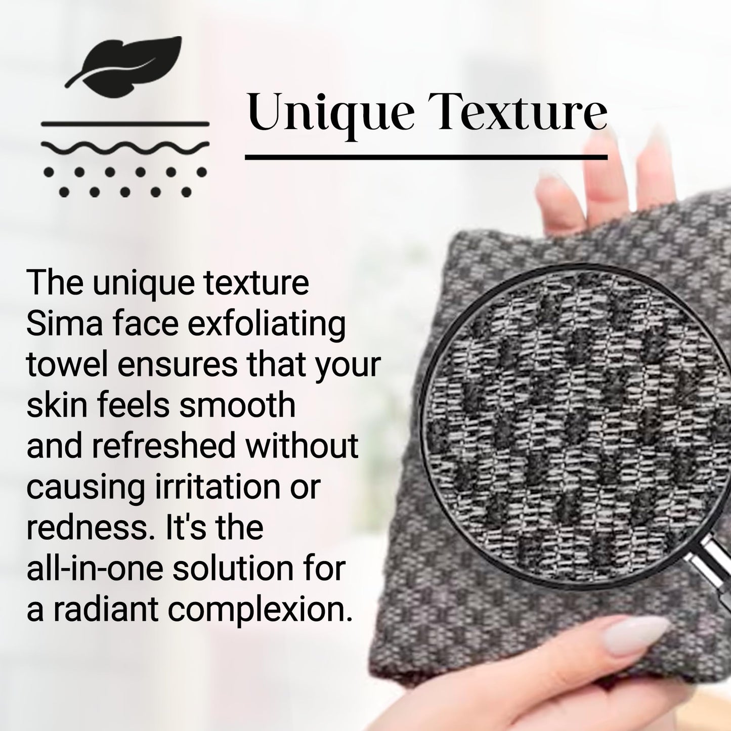 Sima Brand Exfoliating Washcloth Face & Body Scrub Towel - Japanese Exfoliating Towel with Hexagon Fibers, Exfoliating Body Scrubber with 2 Sides for Scrubbing & Washing (27cm x 35cm)