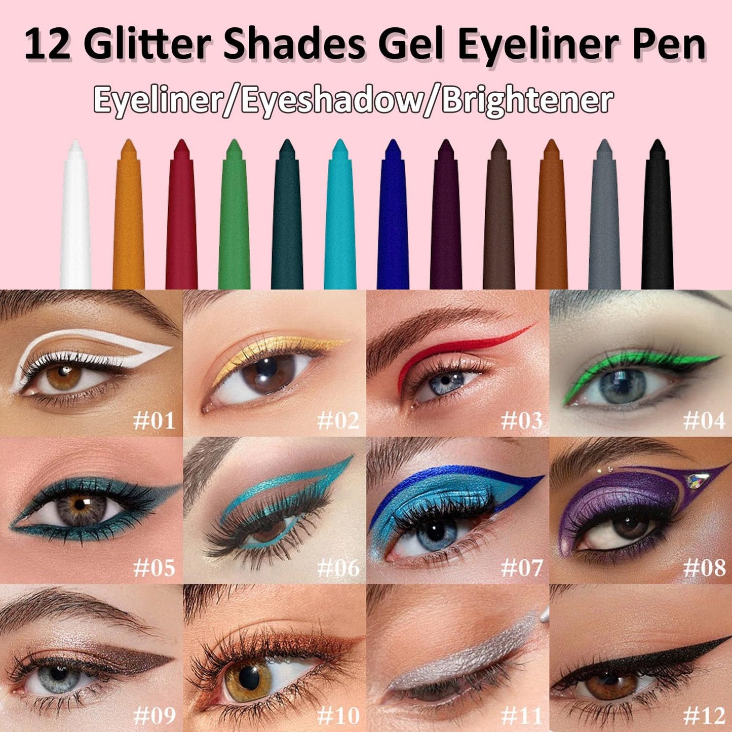 Wavuketu Burgundy Eyeliner Waterproof Burgundy Eyeliner Pencil Retractable burgundy gel eyeliner Smudge-proof Long Lasting Hypoallergenic (03#)