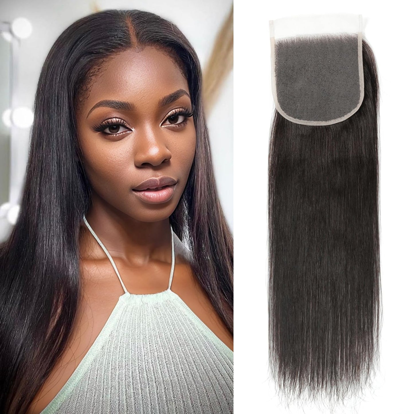 5x5 HD Lace Closure Body Wave Human Hair - Pre-Plucked Natural Hairline (10 Inch, Natural Color)