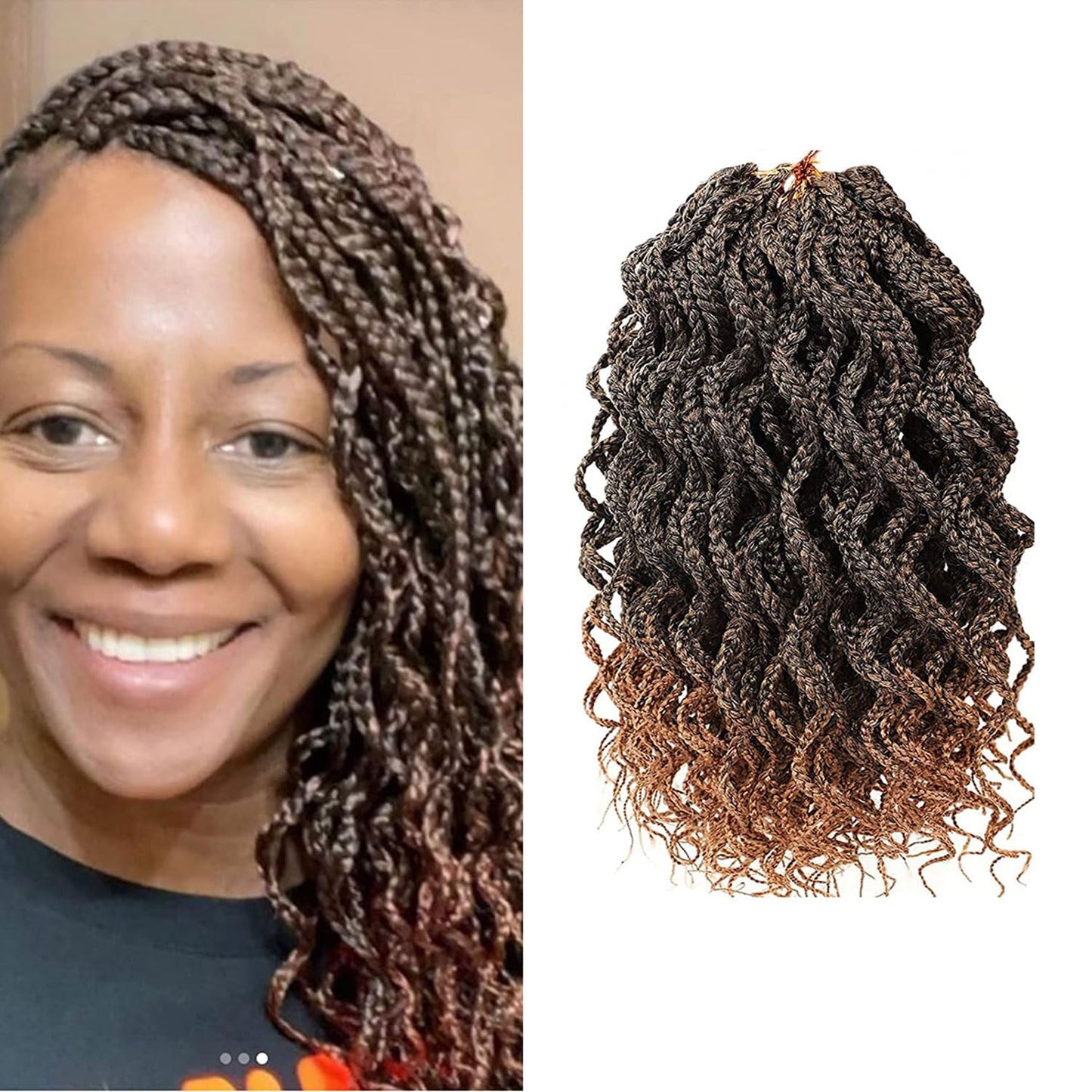 10 Inch Brown Short Curly Crochet Locs Box Braids Hair Extensions