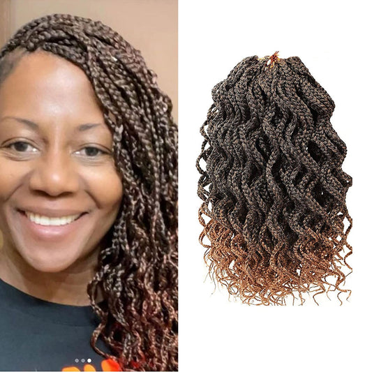 10 Inch Brown Short Curly Crochet Locs Box Braids Hair Extensions