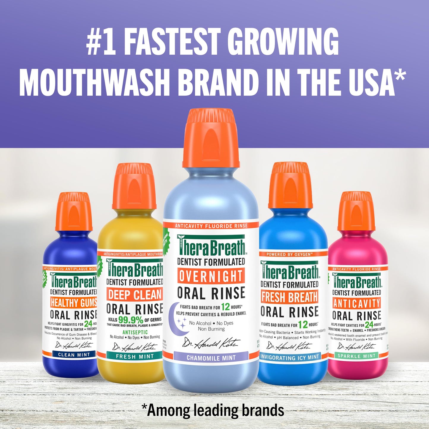 TheraBreath Overnight Mouthwash, Fights Bad Breath for 12 Hours, Chamomile Mint Flavor, Dentist Formulated, Fluoride Rinse, Alcohol Free, 16 fl oz (Pack of 2)