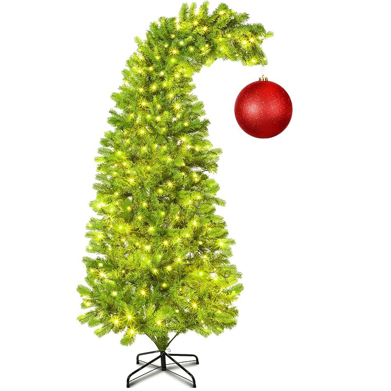 6 ft Prelit Lime Green Christmas Tree with Stand - Whimsical Curly Top, Variation of THIS listing: 8in