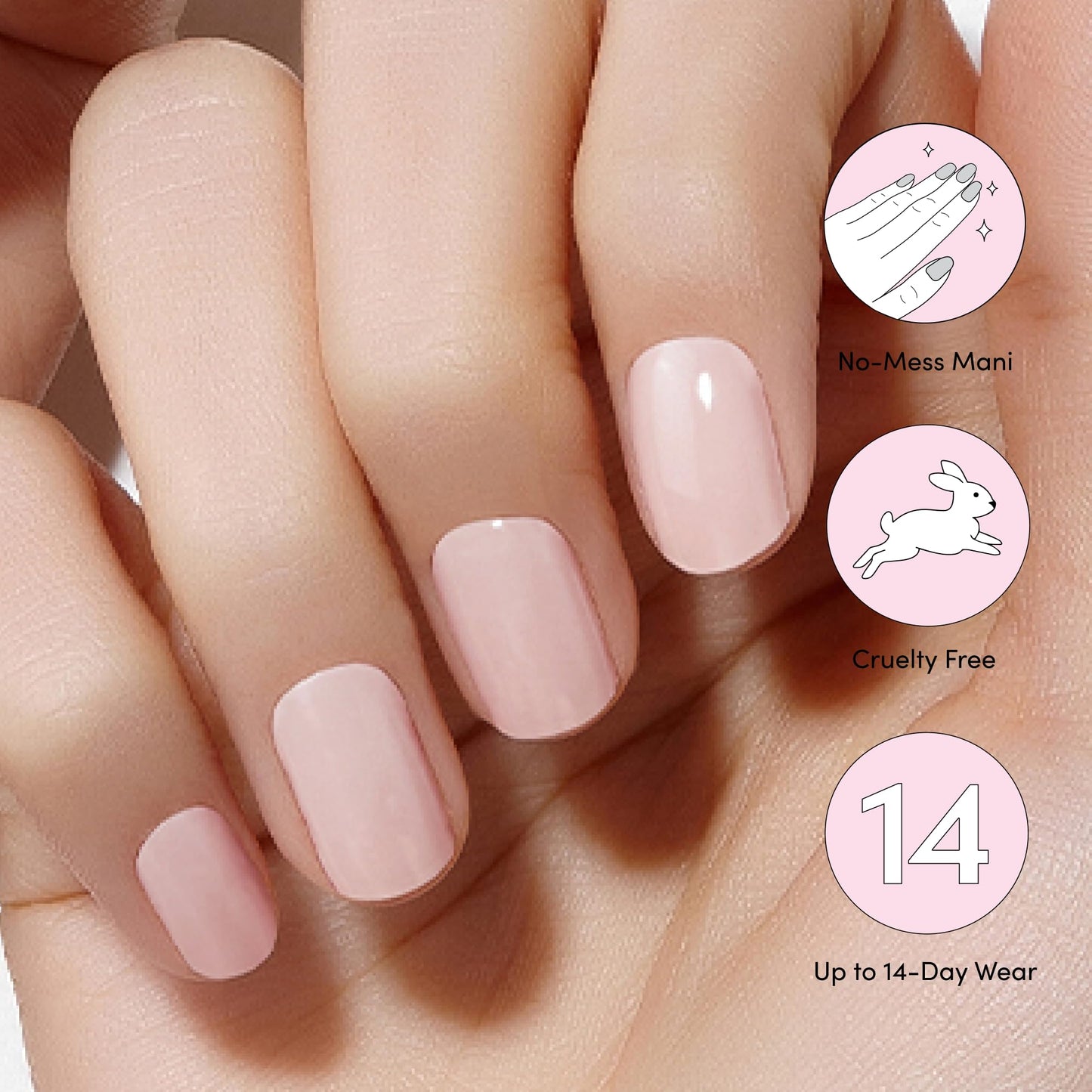 Dashing Diva Glaze Nail Starter Kit - Pale Blush - Long Lasting, Chip Resistant, Semi-Cured Gel Nail Strips - 7-Piece Manicure Set with 32 Strips and Mini LED Lamp