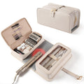 Beige Travel Hair Tools Bag with Heat-Resistant Mat & Organizer