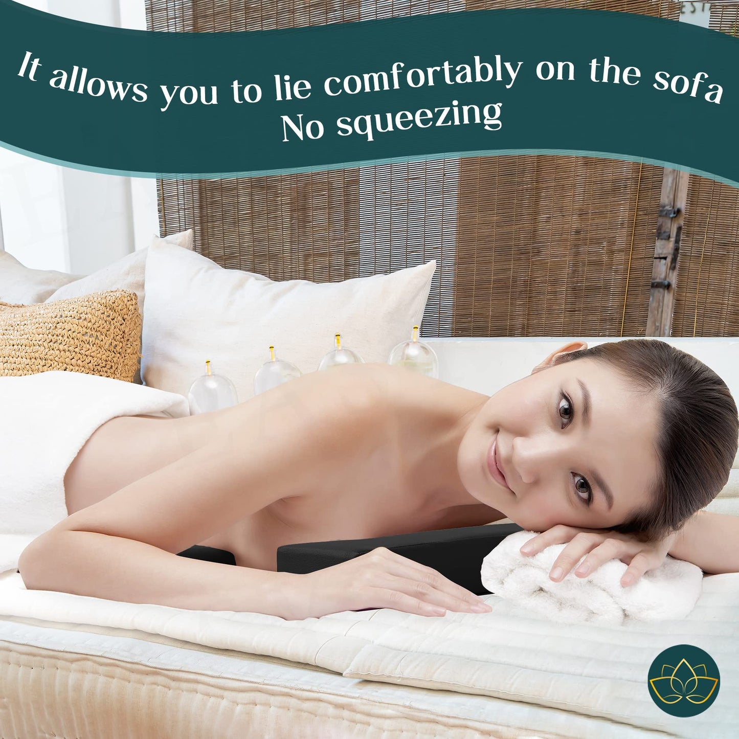 EASY SPA Massage Table Breast Pillow Upgraded for Larger Bust Sizes(AA-C+), Wedge Cushion, Comfort Bolster Wedge, Prone Pillow (Black) for Sleep or After Surgery