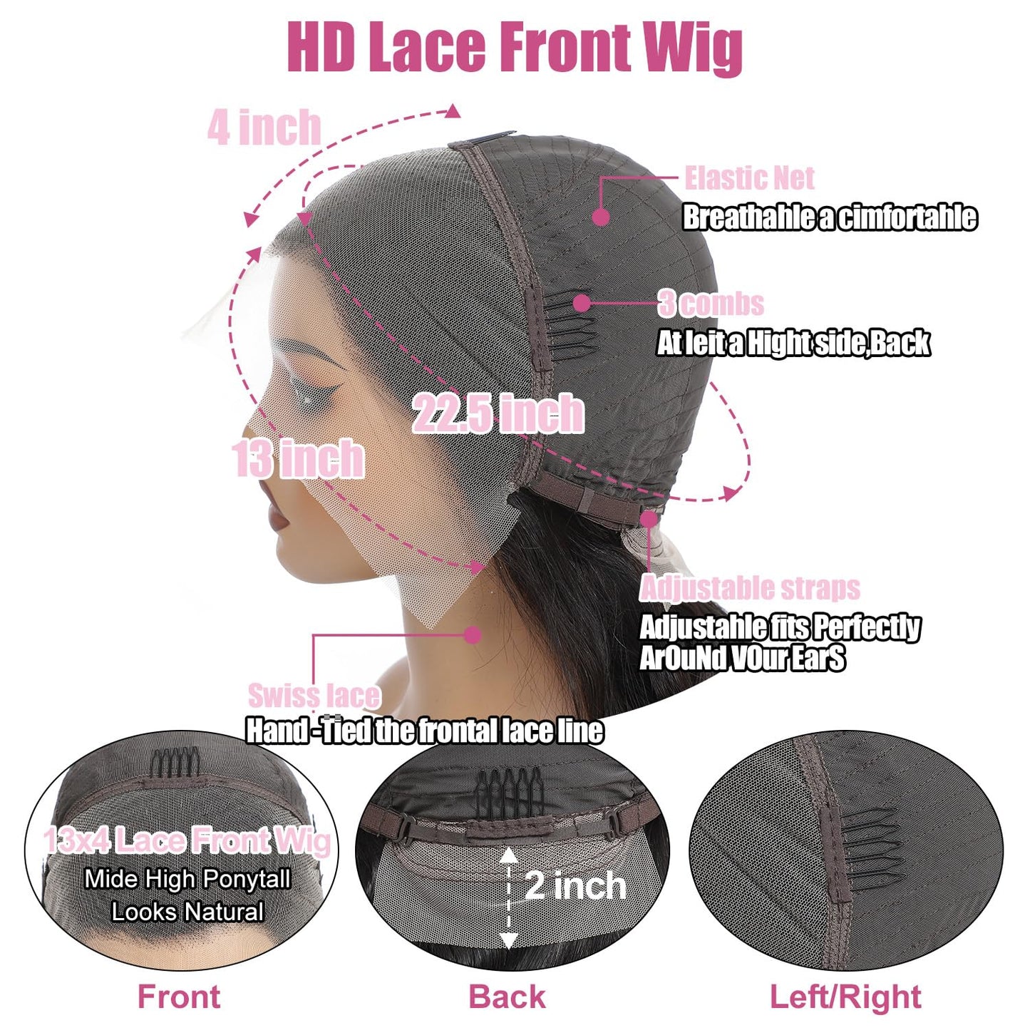 Body Wave Lace Front Wigs Human Hair 200% Density 13x4 HD Lace Frontal Wigs Human Hair for Women Pre Plucked with Baby Hair Natural Hairline 20 Inch