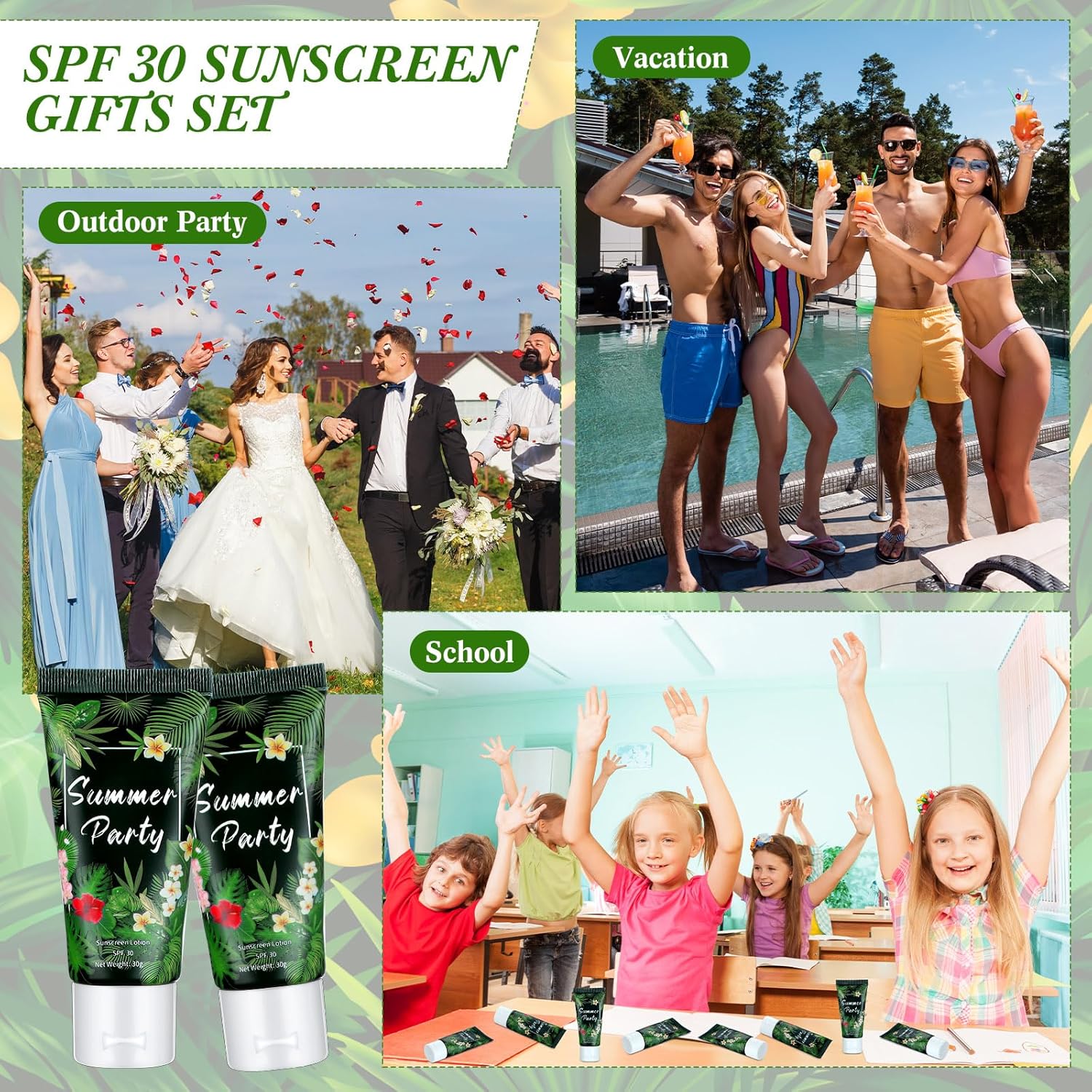 12-Pack SPF 30 Mini Sunscreen Lotion - Travel Size, Water Resistant, Perfect for Wedding Favors & Summer Gifts