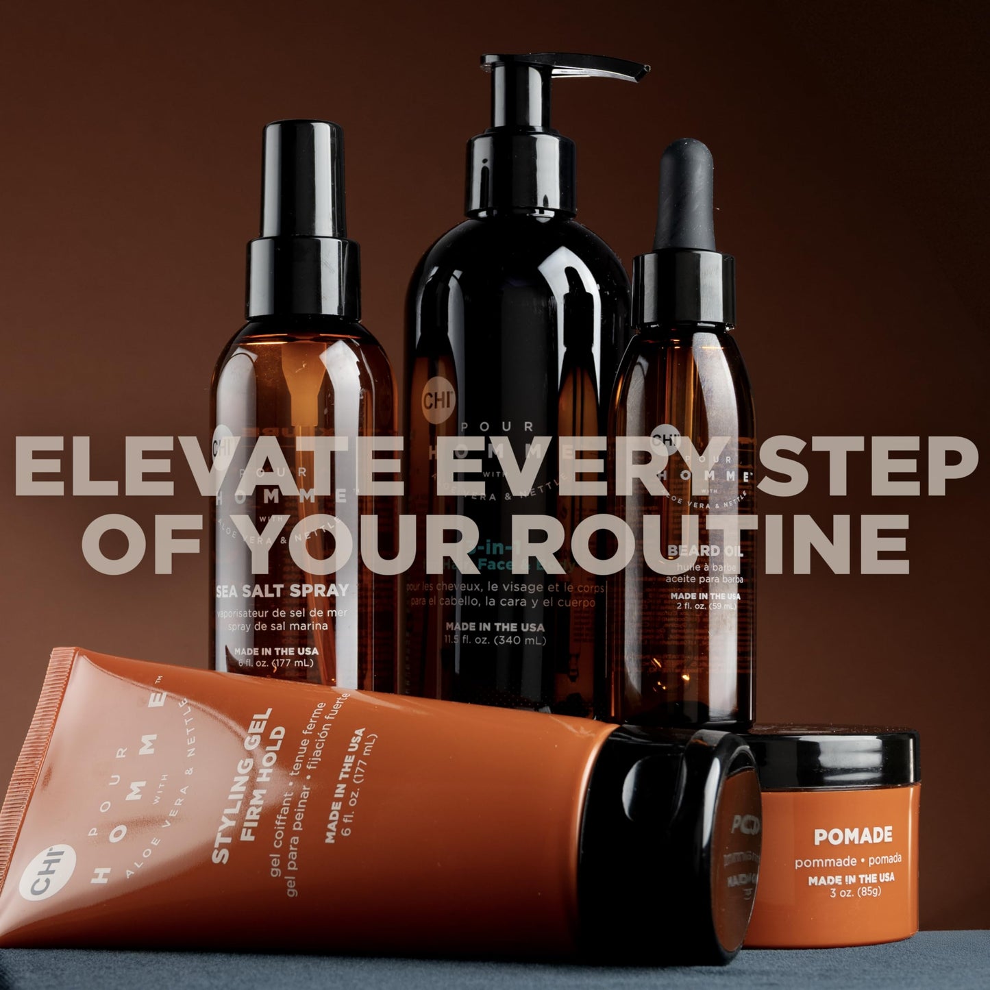 CHI Pour Homme 3-in-1 Cleansing & Moisturizing Hair, Face & Body Wash, Made With Aloe Vera & Nettle, Fresh, Woody Scent, Sulfate-Free, 11.5 oz