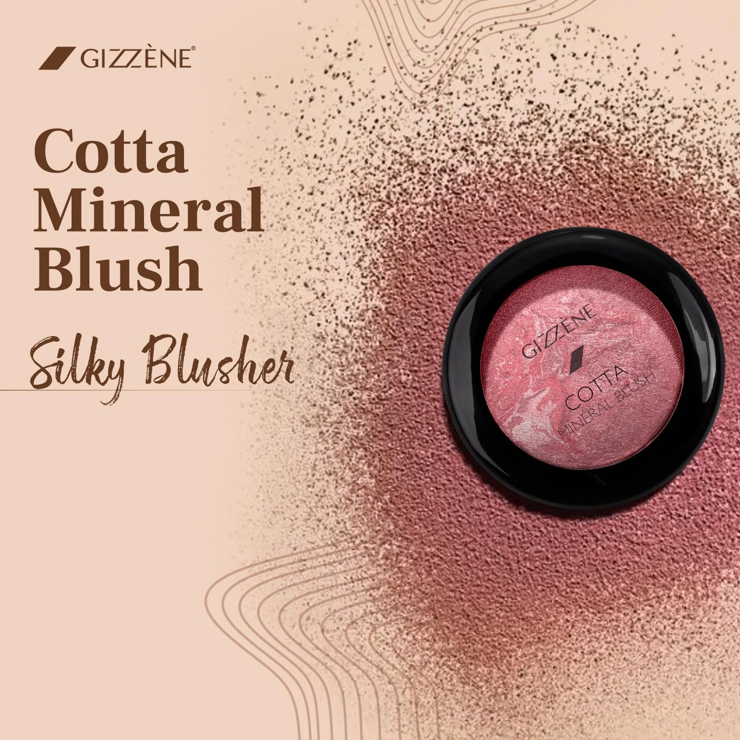 Gizzene Mineral Blush Powder – Medium Coverage Terracotta Blush for Cheeks & Face with High Pigments for Shiny, Healthy Natural Finish – Buildable, Sweat Proof Makeup Blush (Pink Marble)