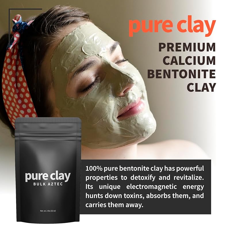 Bulk Aztec Organic Bentonite Clay Powder 2 lb Pouch - Food Grade Calcium Bentonite, PURE CLAY Variation: Bulk Clay Bag