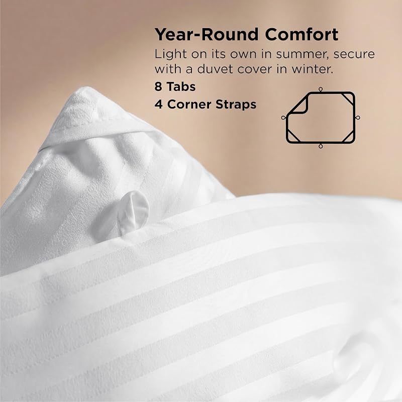 Bedsure Lightweight Duvet Insert Queen 88x88 150GSM Down Alternative - White Stripe