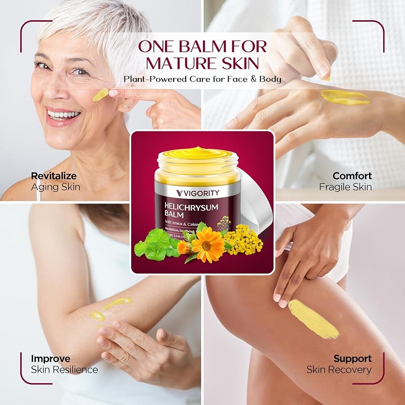 Helichrysum Balm with Arnica & Calendula, 3.4 oz – Soothes Fragile Skin & Restores Moisture Barrier