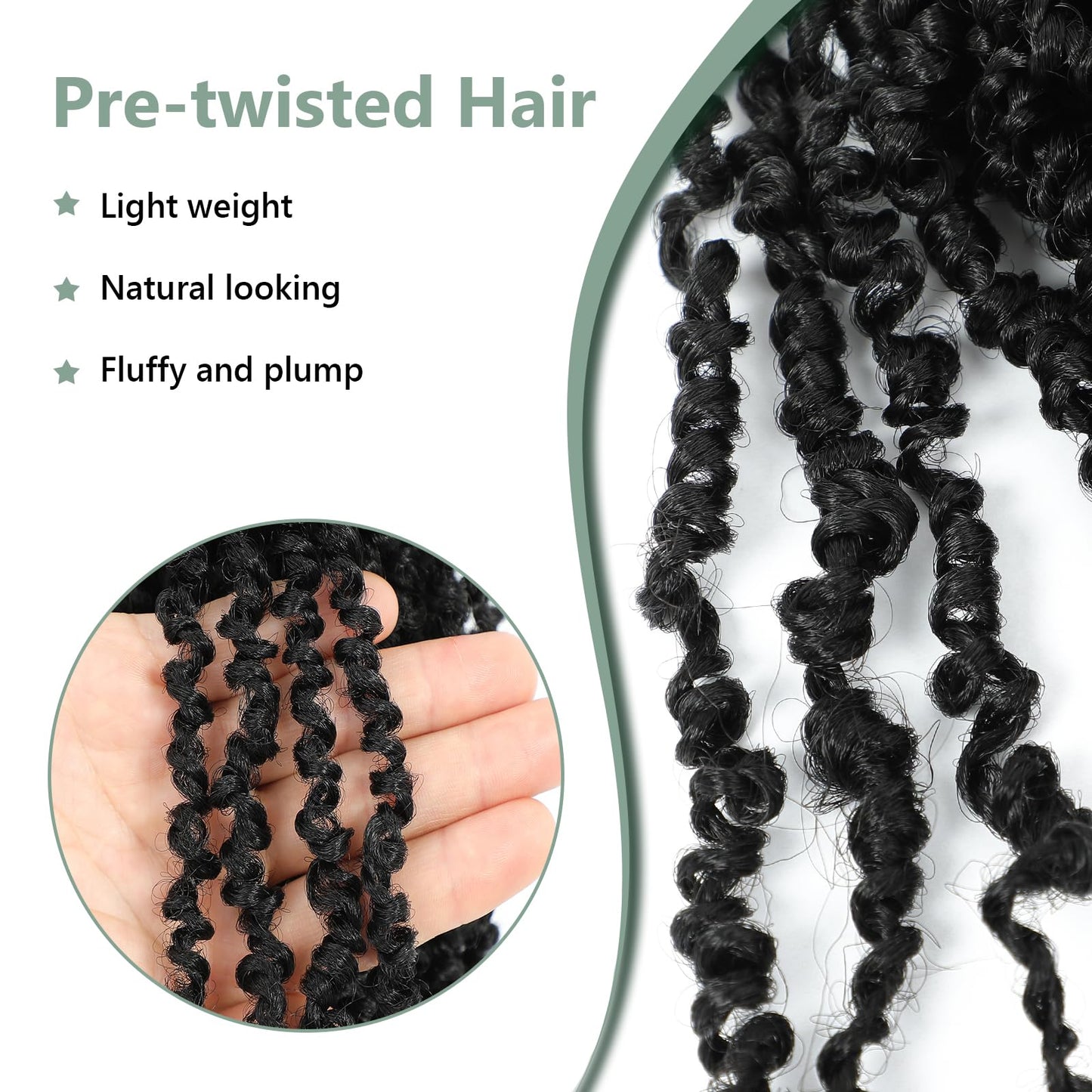 Yanky Twist Crochet Hair 12 Inch Crochet Yanky Twist Hair 8 Packs Spring Mini Twist Crochet Hair Extensions 1B Bohemian Passion Twist Hair for Black Women