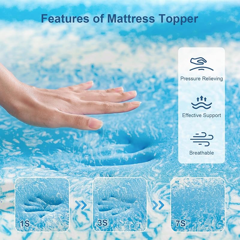 Full-3 Inch Memory Foam Mattress Topper with Cooling Gel Infusion - 54 x 75