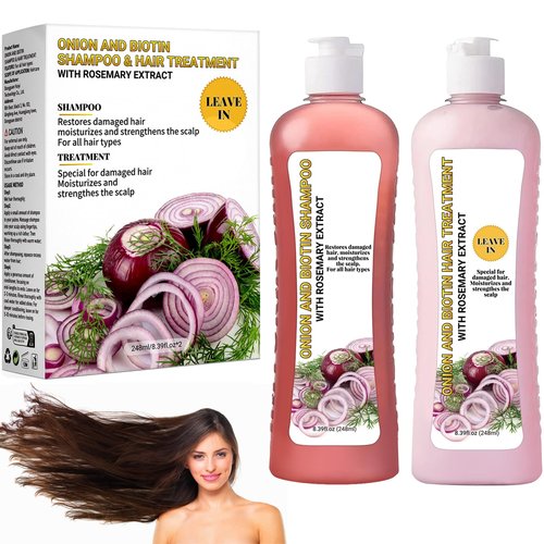 Onion Biotin and Rosemary Shampoo, Onion Rosemary Shampoo Set for Soft Hair & Shine for Hair Growth, Hair Loss and Thinning Hair, for All Hair Types