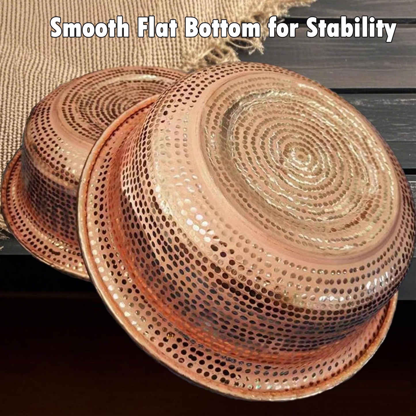 Hand-Hammered Copper Basin, Portable Foot Soak Pedicure Bowl, Copper Fire Bowl for Camping, Face Washing, Foot Bath & Incinerator Barrel, Versatile Outdoor & Home（15"）