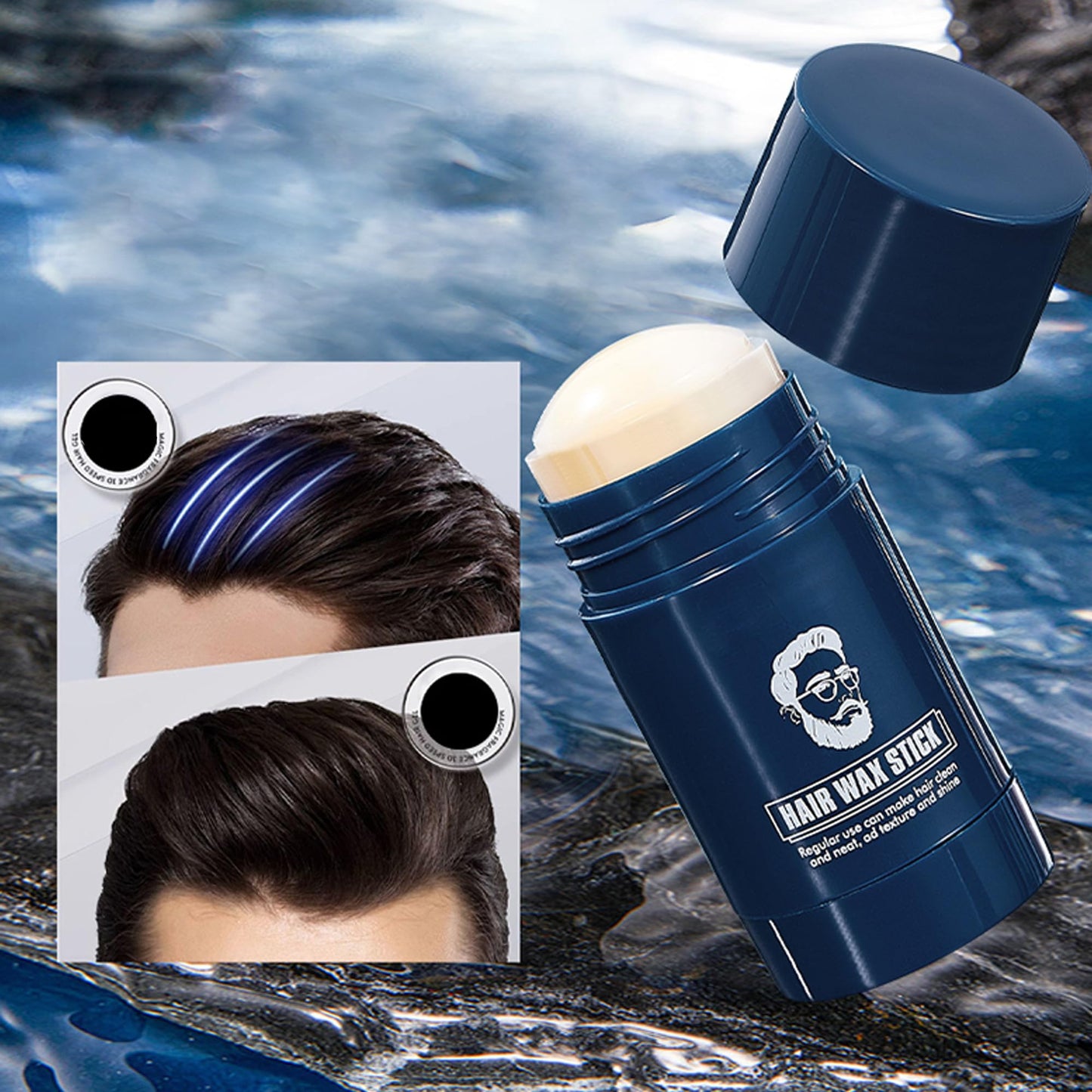 MIESCHER Solid Hair Wax Stick, Hair Styling Waxes Nourishing Hair Accessories for Men, Oil Control Long-Lasting Smoothing Semi-Matte Finish Hair Care Styling Cream for a Soft & Pliable Hold, 1.41Oz