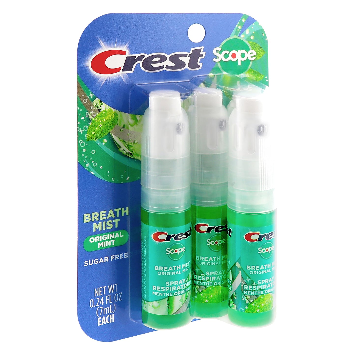 Crest Scope | One 4-Pack of Mint Breath Mist Sprays (4 Total Sprays) - 0.24 Ounce (7mL) - Made in an FDA Audited USA Facility