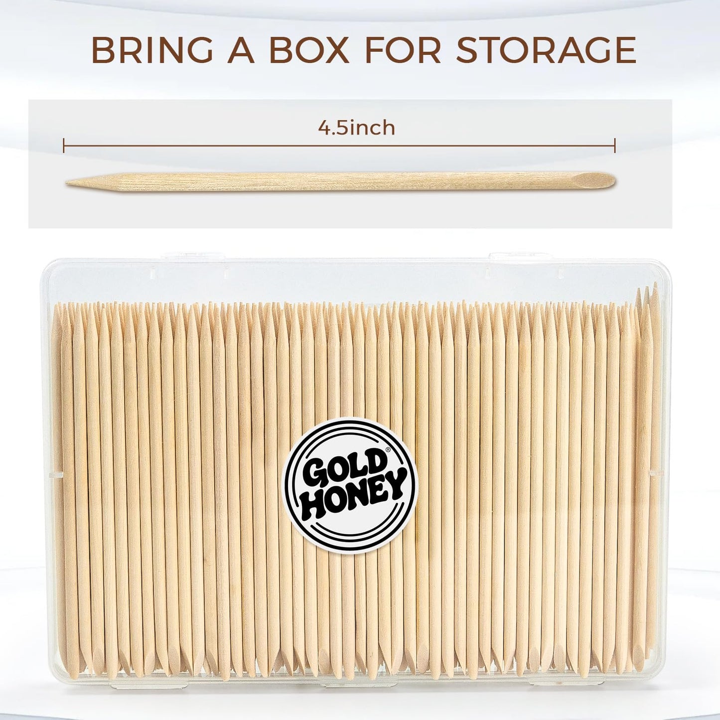 GOLD HONEY 360PCS Orange Sticks for Nails in Boxed - 4.5 Inch Double Sided Orange Wood Sticks for Nails Used - Professional Manicure & Cuticle Remover - Manicure Pedicure Tool