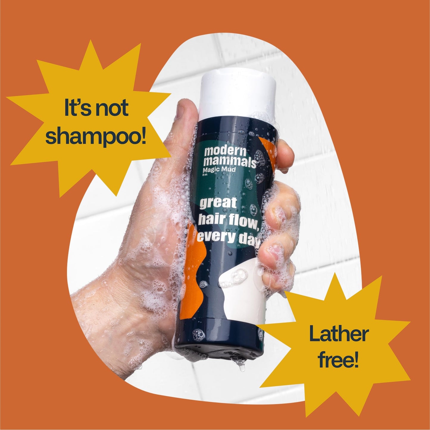 Magic Mud Mens Shampoo Alternative I Sulfate Free Daily CoWash I Moisturizing to Protect Natural Oils I Lather Free, Cleansing, Hydrating, Replaces Conditioner, 2 in 1, I Barber Recommended, (8oz)