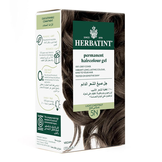 Herbatint 5N Light Chestnut Permanent Herbal Hair Color Gel - 135 mL