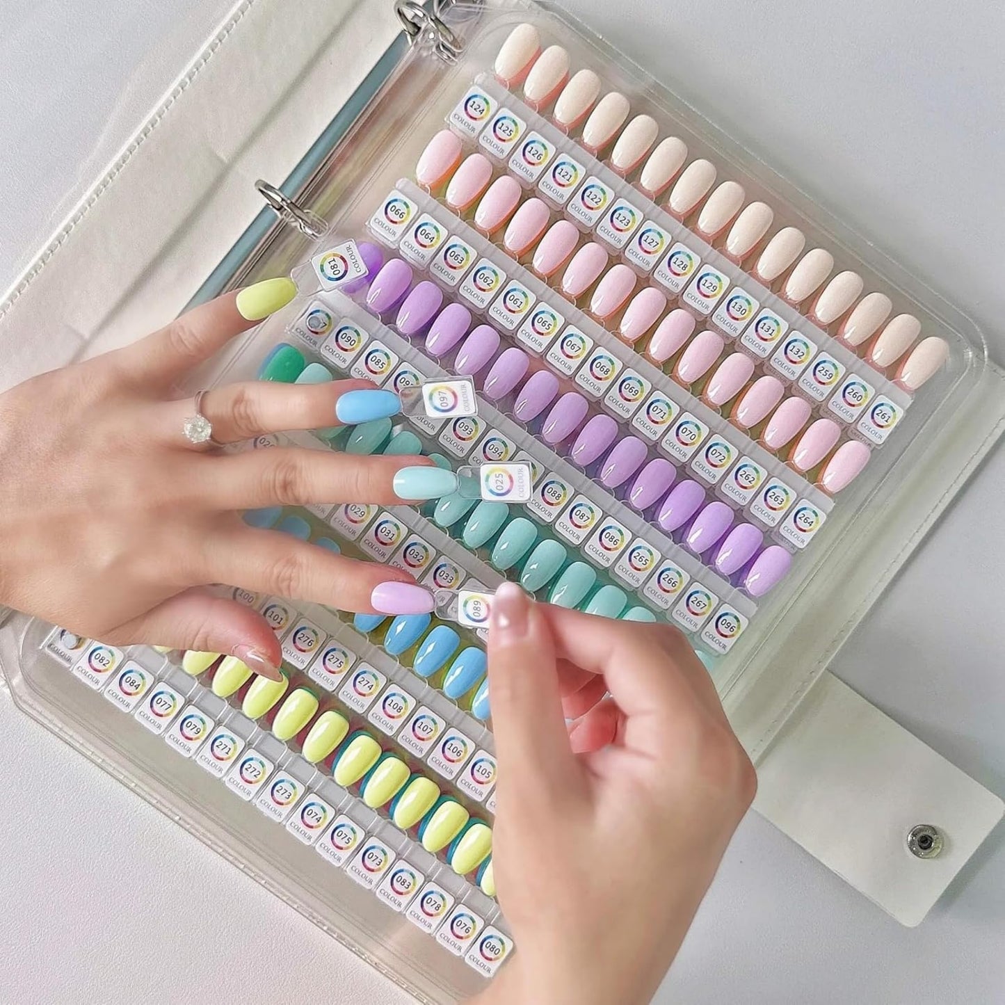 Magnetic Nail Swatches Book, Nail Swatches Book, Professional Nails Art Salon Design Display Booklet for Manicurist, No Need Pasting and Glue (White,180 Colors)