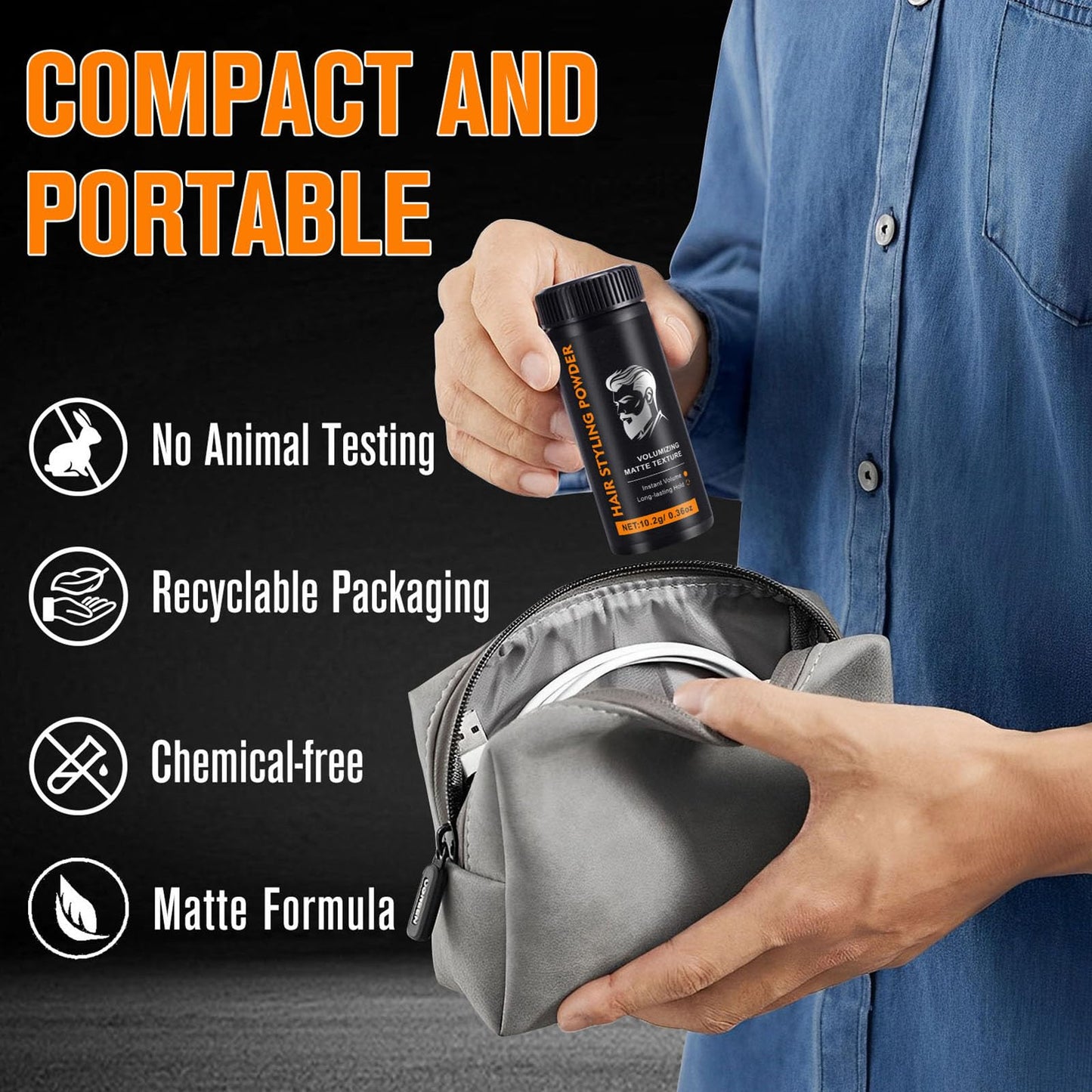 ARCHIDATE Hair Styling Powder for Men and Women, Matte Finish Non-Greasy Hair Texture Powder, Long-Lasting Hold for All Hair Types, Increase Hair Thickness and Volume, Scent Free, No Residue