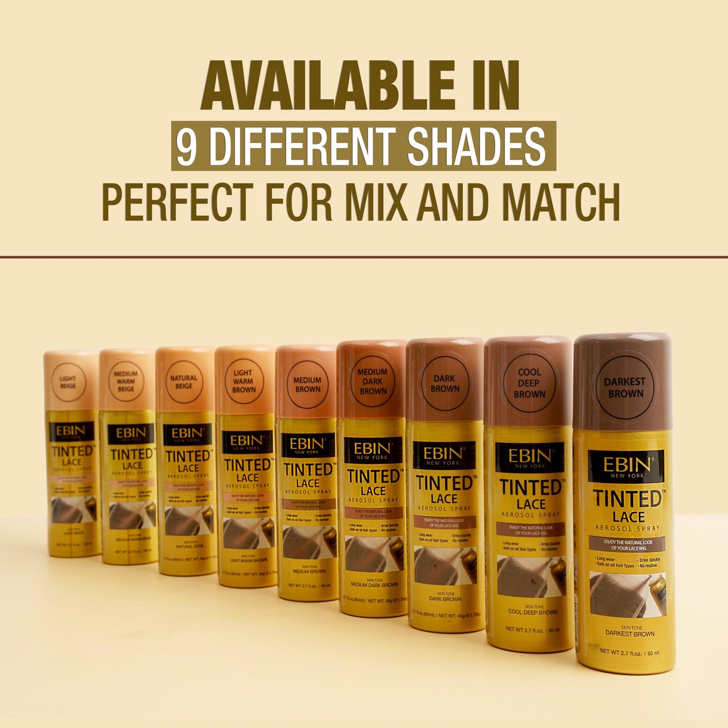 Tinted Lace Spray - Light Beige 2.7fl.oz/80ml | Seamless Lace Blending, Quick-Dry Formula, Natural Finish for Lace Front Wigs