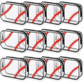 Baseball Theme Clear Makeup Bags (12 Pcs) PVC Zipper Pouches – Abbylike Variation: Baseball Theme