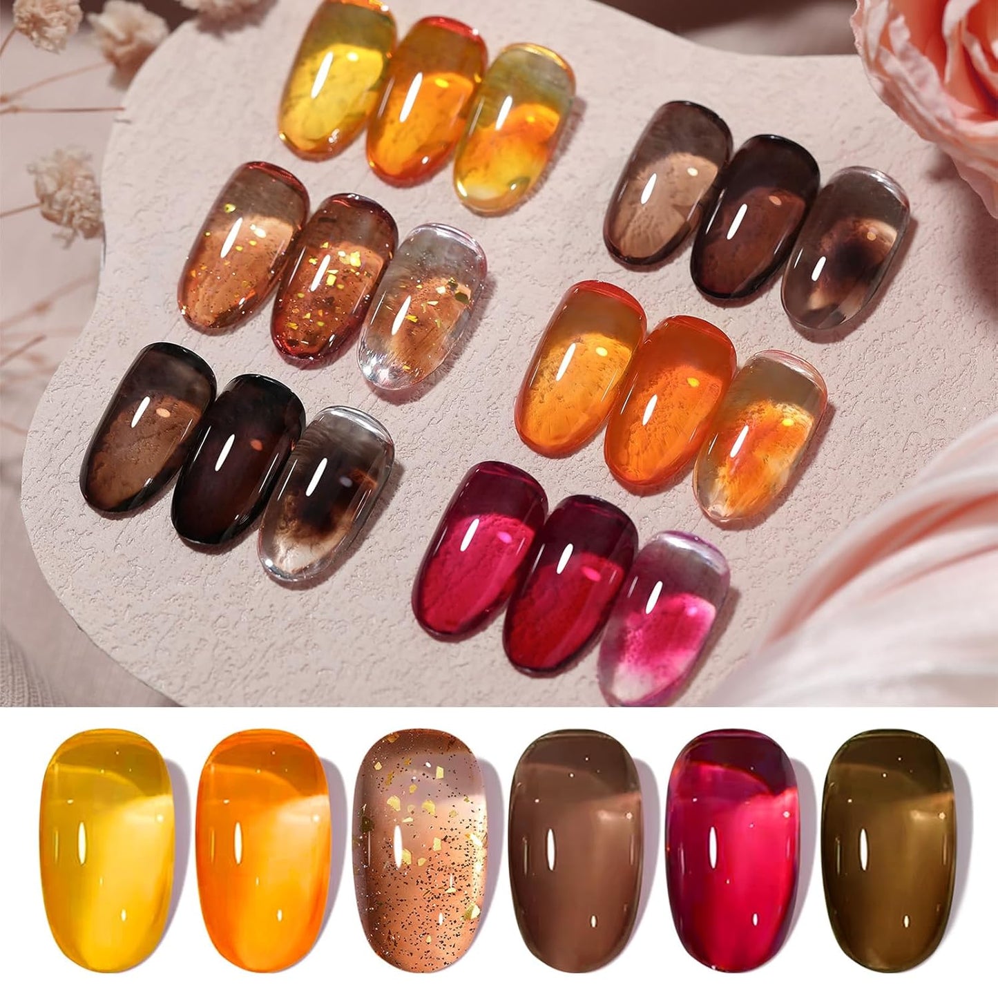 Born Pretty Neon Jelly Gel Nail Polish Set - Halloween Colors, Soak Off UV/LED for Salon & DIY