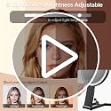 Travel Makeup Mirror with Lights & Foldable Stand - Black 1X/10X Magnification