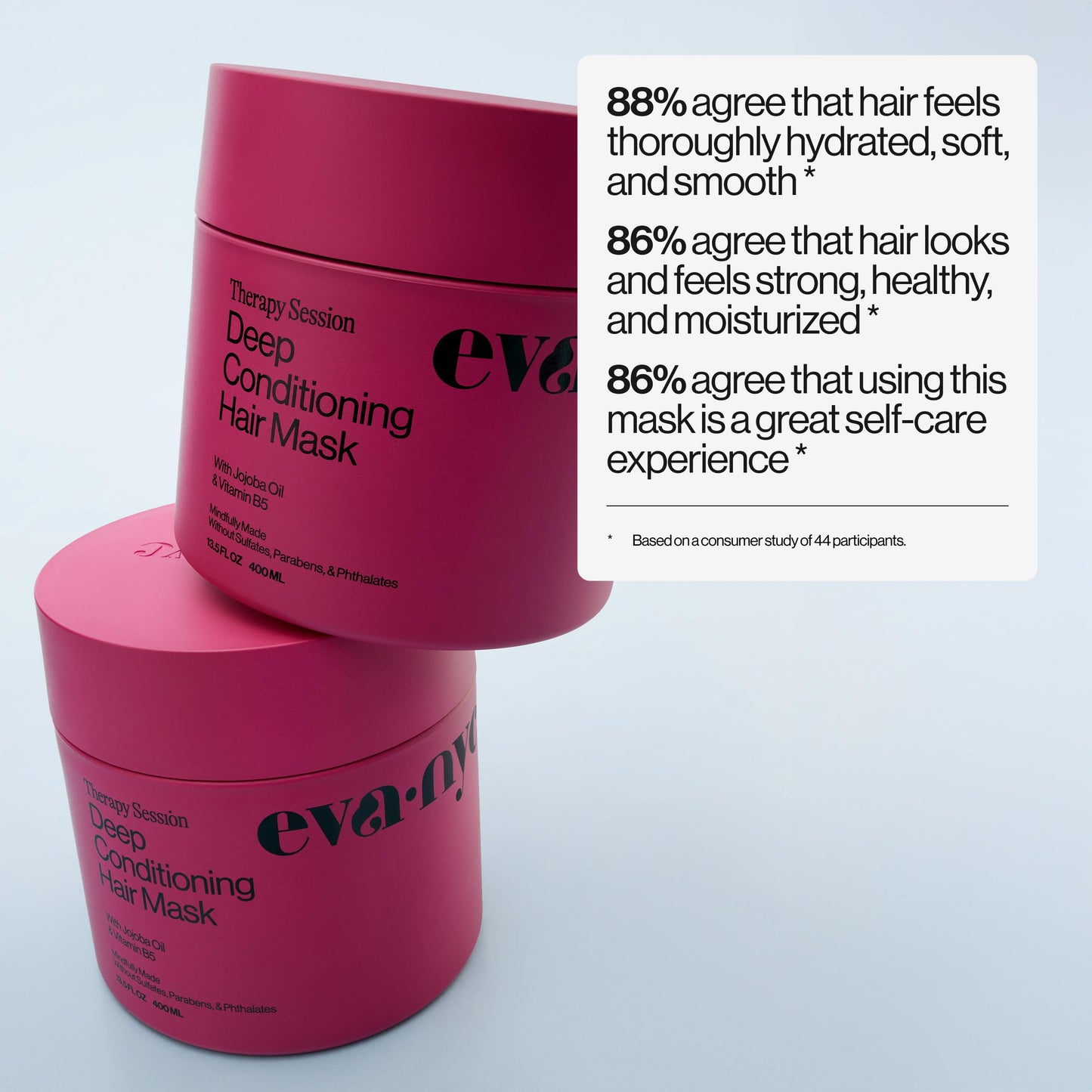 Eva NYC Therapy Session Deep Conditioning Hair Mask with Jojoba Oil + Argan Oil - Hydrate, Soften - Repair Hair Strength + Restore Damage - Sulfate Free - Warm Vanilla Scent - 13.5 fl oz