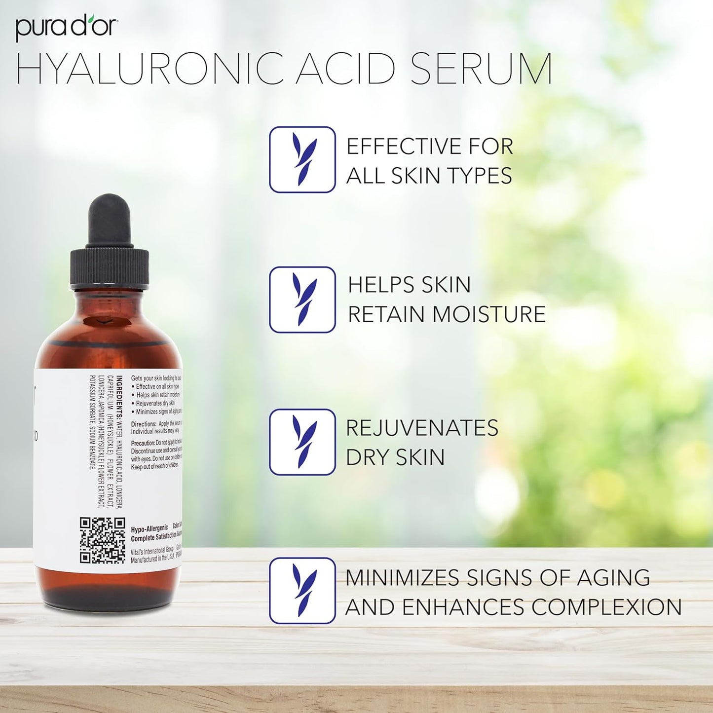 Hyaluronic Acid Serum 3.3 Oz - Deep Hydration & Anti-Aging Moisturizer for Smooth Skin