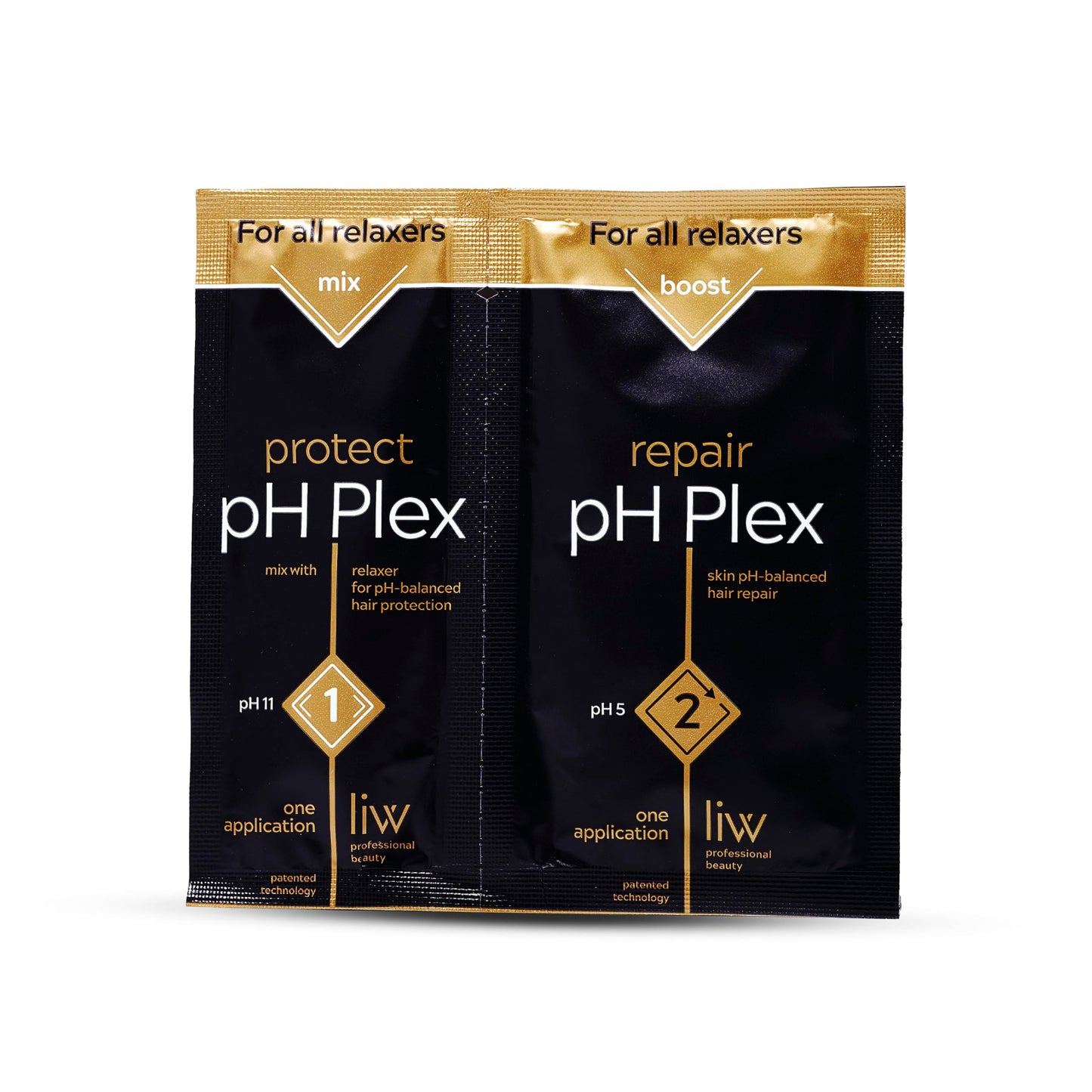 LIW pH Plex Relaxer Steps 1 & 2 Protect & Repair - Hair Care Treatment - Use with Home Hair Relaxer Products - Salon Quality Professional Results at Home - 1 Sachet of Steps 1 & 2