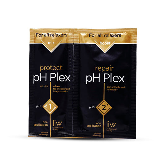 LIW pH Plex Relaxer Steps 1 & 2 Protect & Repair - Hair Care Treatment - Use with Home Hair Relaxer Products - Salon Quality Professional Results at Home - 1 Sachet of Steps 1 & 2