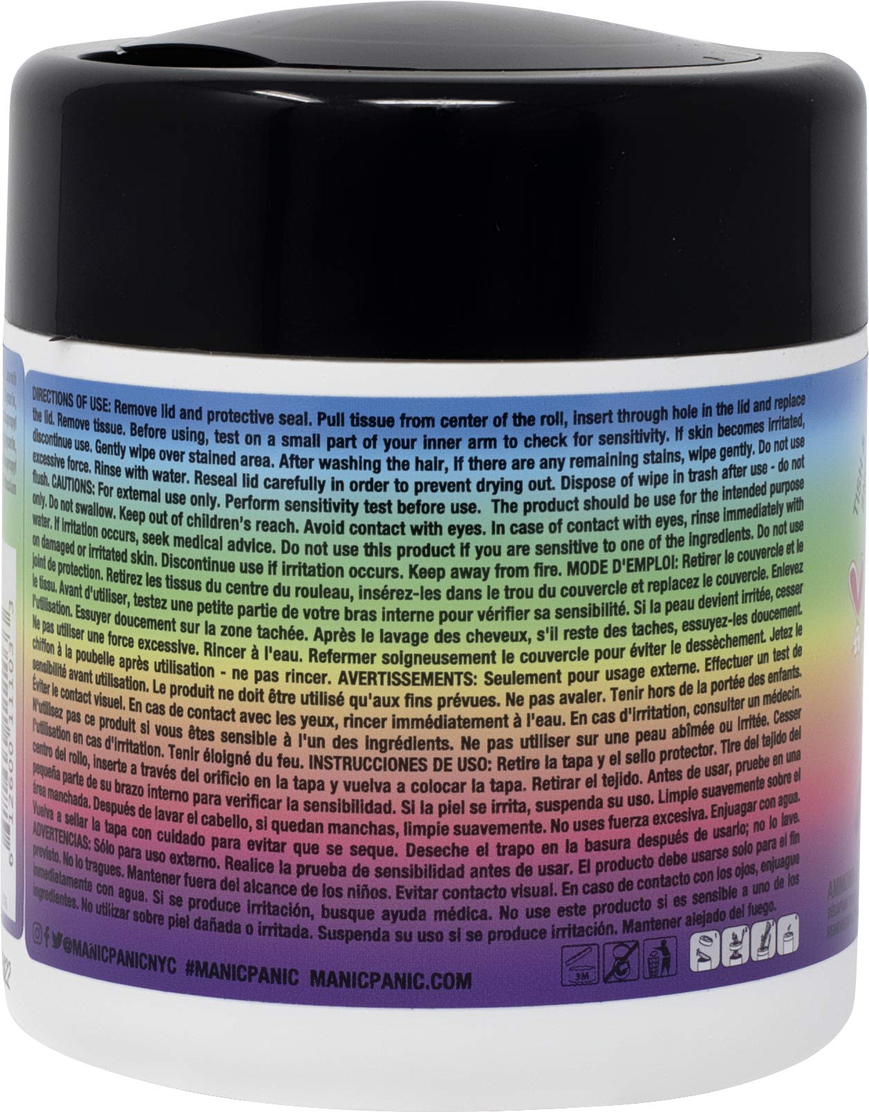MANIC PANIC Dye Away Hair Dye Remover Wipes - Ammonia-Free Hair Color Remover Wipes for Adults - Removes Semi-Permanent & Permanent Color from Skin - Vegan & Cruelty-Free (50 Count)
