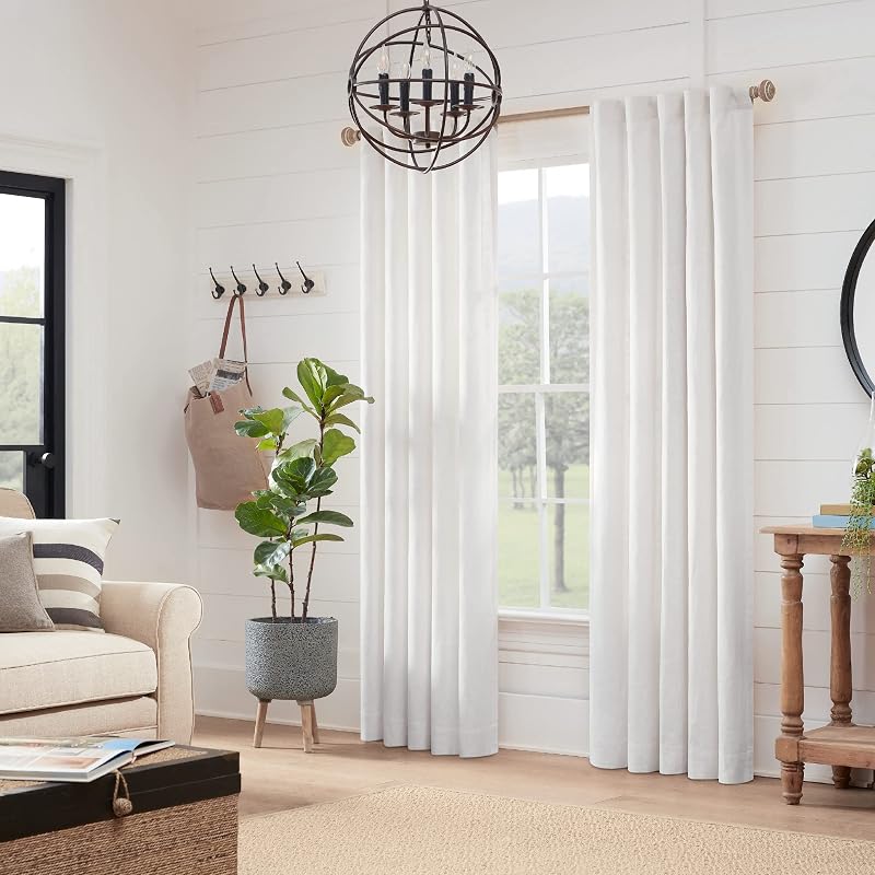 MODE Farmhouse Curtain Rod 76"-144" with Doorknob Finials — Weathered Oak, 1 Pack