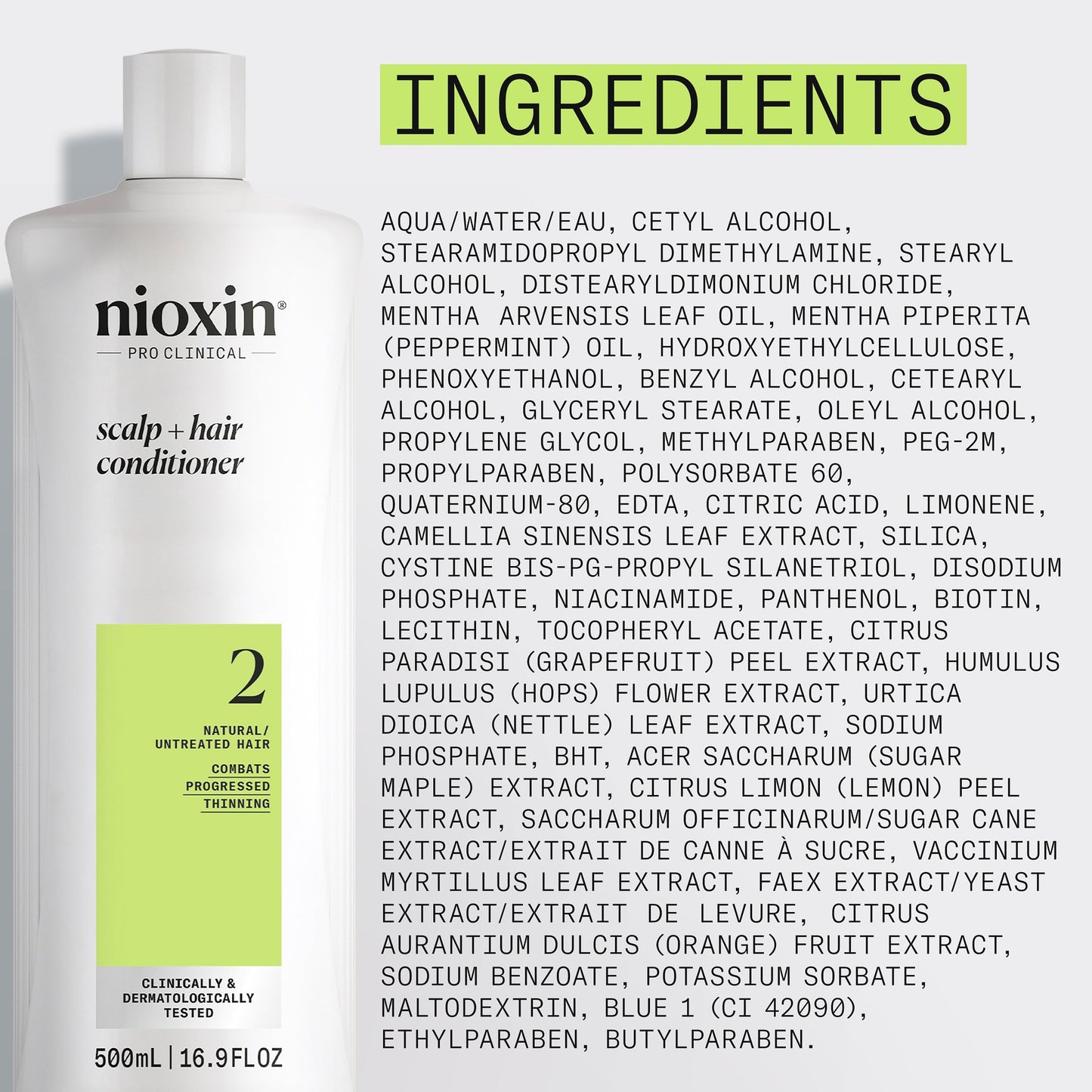 Nioxin Scalp + Hair Thickening System 2 Conditioner | For Natural or Untreated Hair with Progressed Thinning | With Niacinamide and Biotin | 16.9 Fl oz.
