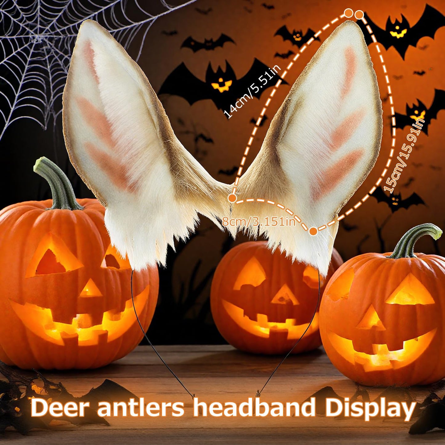 Zcargel Animal Ears Headdress Anime Handmade Faux Fur Cosplay Costume Ear Headdress for Adult Women Long Deer Ear Headband