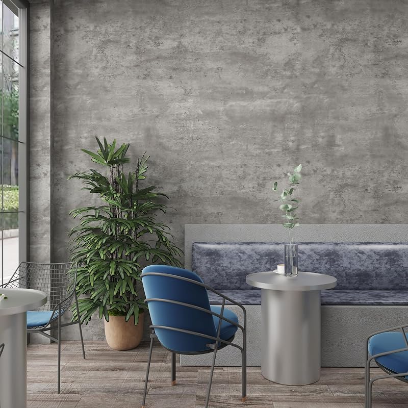 24x591 in Light Gray Concrete Wallpaper Peel & Stick - Thick Matte Self-Adhesive Vinyl