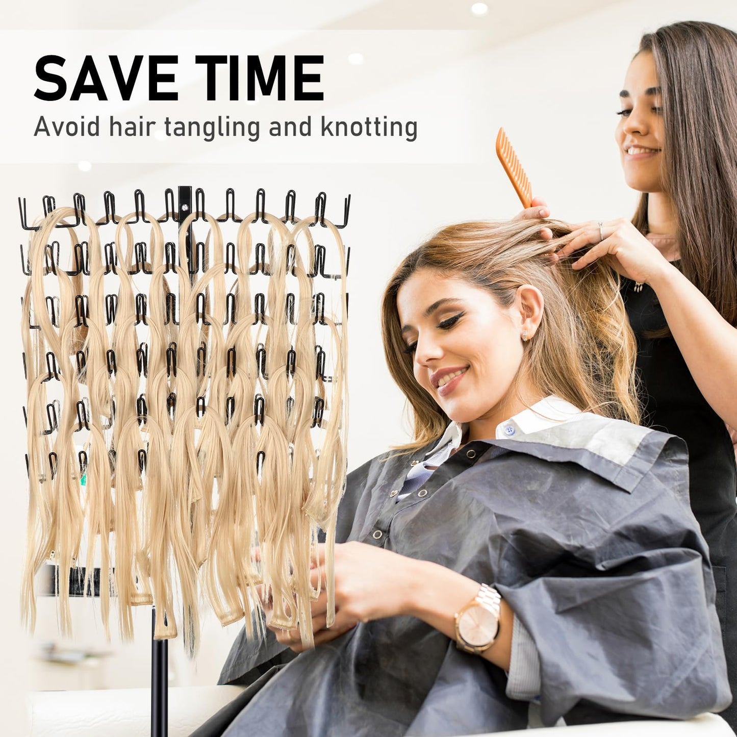 IDM-UTSL Braiding Hair Rack, 144 Pegs, Three Heights Adjustable Braiding Rack Stand for Hair, Large Tripod Stand, Not Shake