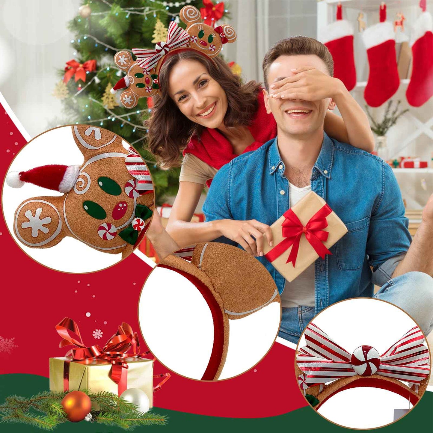 XXXPOWERXXX Mouse Ear Bow Headbands,Christmas Hairbands Hair Accessories,Glitter Party Christmas Princess Decoration Cosplay Costume for Girls/Women