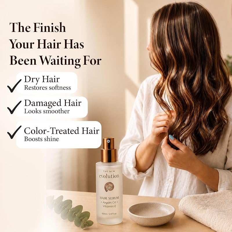 Evolution Argan Oil Serum with Vitamin E and Aloe Vera - 4 Pack, Frizz Control for Dry, Damaged Hair
