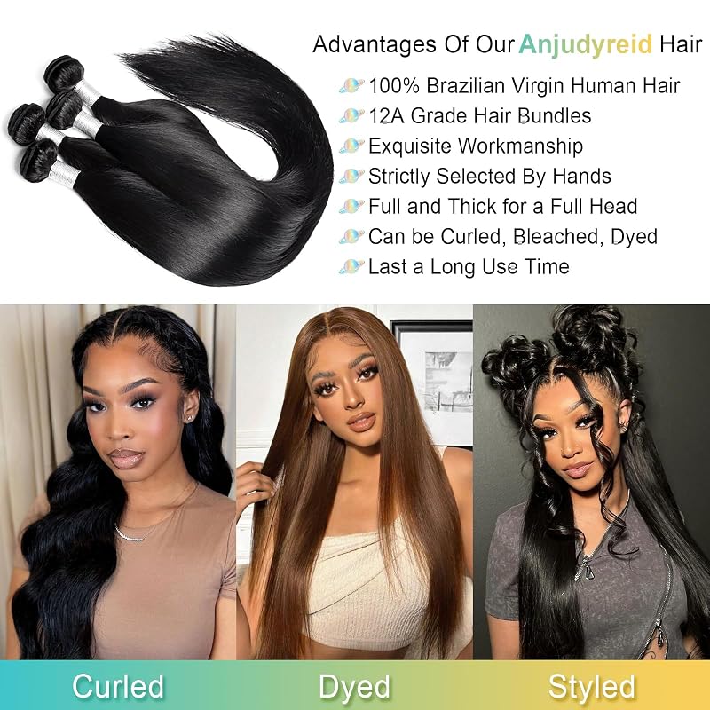 Natural Black 18 Inch Brazilian Virgin Straight Hair Bundle - 1 Bundle, AnJudyReid Variation
