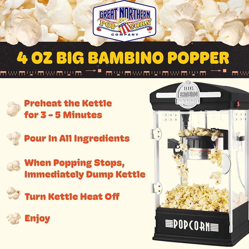Great Northern Popcorn Big Bambino 4oz Popcorn Machine - Black (Variation: Black)