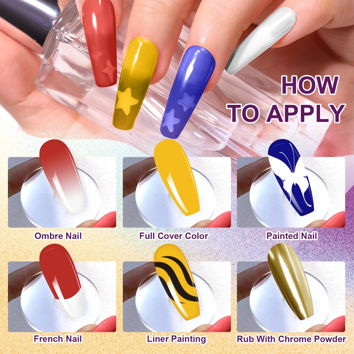 U-Shinein Gradient Painting Gel, 4 Colors Ombre Gel Nail Polish for Ombre Nails Aura Nails French Manicure Blush Nail Art Long-lasting Soak Off UV DIY Nail Art Palette Primary Colors